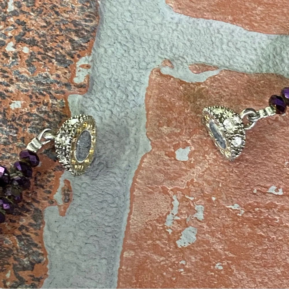 Women’s Fashion multi-faceted Purple Beaded Necklace & Earrings Set. - Picture 4 of 9